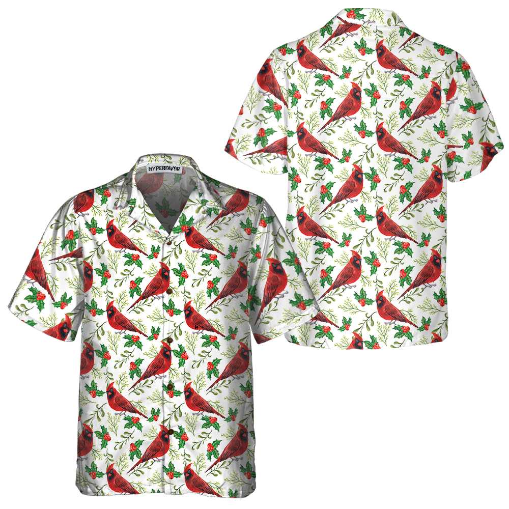 Mirla | Sömlöst Julmönster Röd Kardinal Hawaiian-Shirt Rolig Jultröja Julklapp För Jul-Eva Jonsson