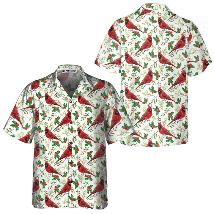 Mirla | Sömlöst Julmönster Röd Kardinal Hawaiian-Shirt Rolig Jultröja Julklapp För Jul-Eva Jonsson