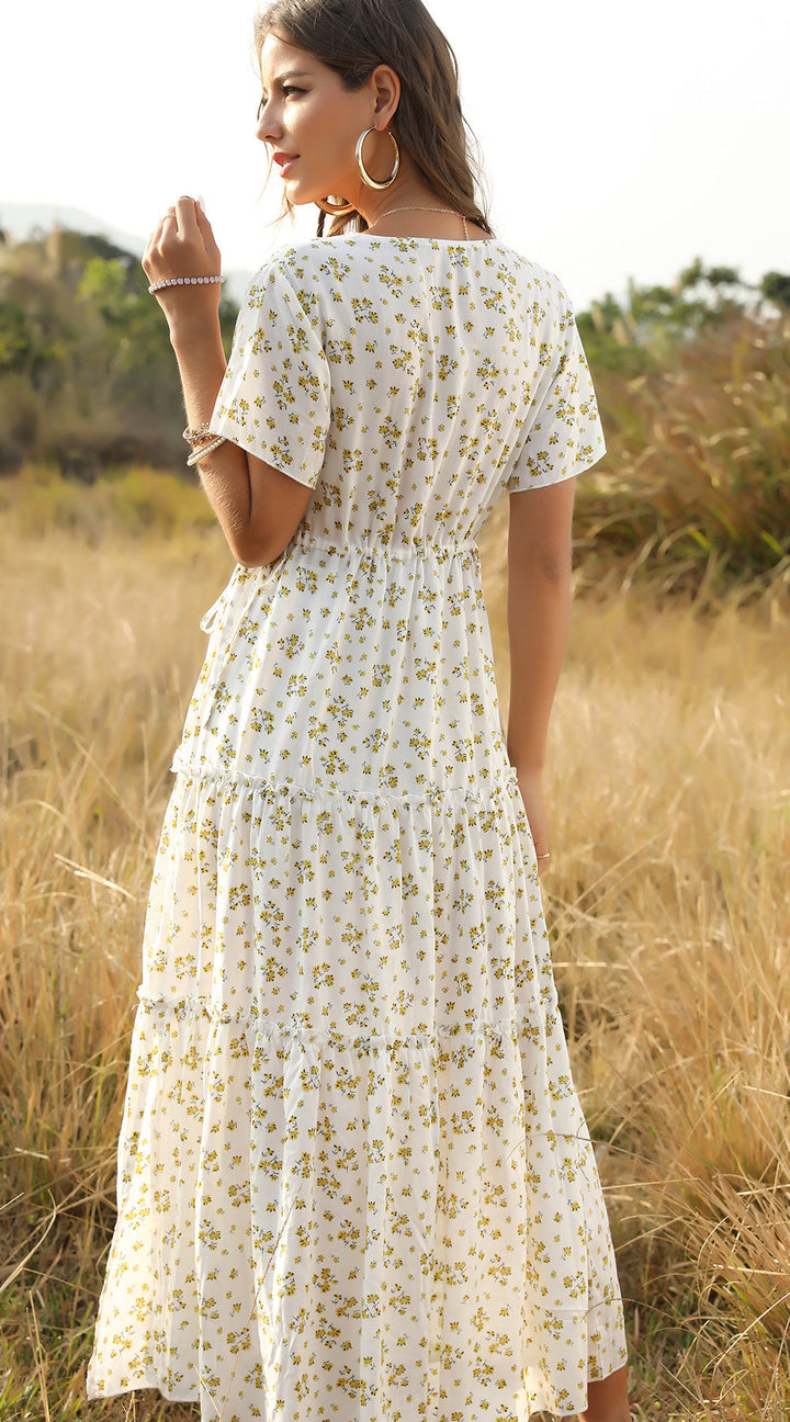 Mirla | Sommar Blommönster Volang Boho Maxi Klänning-Eva Jonsson