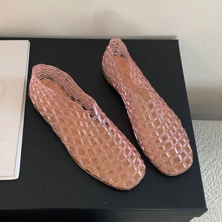Mirla | Sommar Jellies Skor Kvinnor Mode Transparent Mesh Hollow Out Strand Skor Damer Platta Sandaler Färgade Runda Tå Jelly Sandaler-Eva Jonsson
