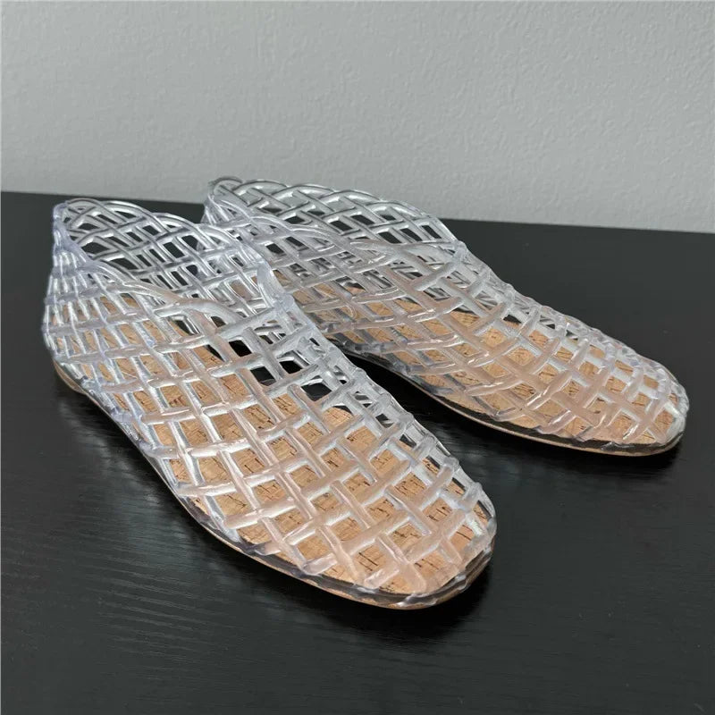 Mirla | Sommar Jellies Skor Kvinnor Mode Transparent Mesh Hollow Out Strand Skor Damer Platta Sandaler Färgade Runda Tå Jelly Sandaler-Eva Jonsson