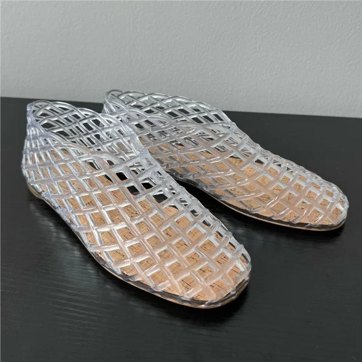 Mirla | Sommar Jellies Skor Kvinnor Mode Transparent Mesh Hollow Out Strand Skor Damer Platta Sandaler Färgade Runda Tå Jelly Sandaler-Eva Jonsson