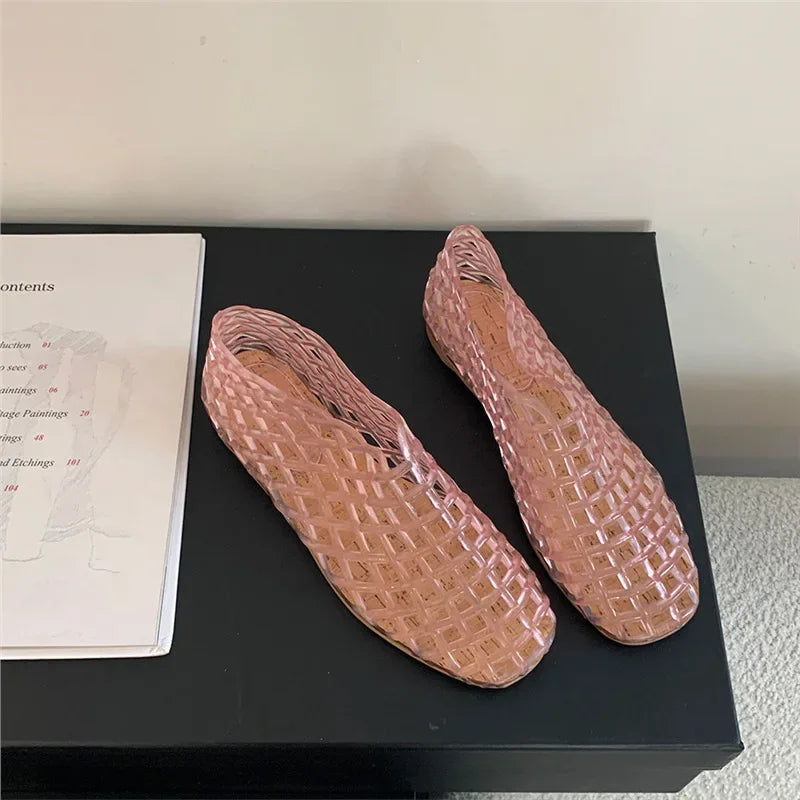 Mirla | Sommar Jellies Skor Kvinnor Mode Transparent Mesh Hollow Out Strand Skor Damer Platta Sandaler Färgade Runda Tå Jelly Sandaler-Eva Jonsson