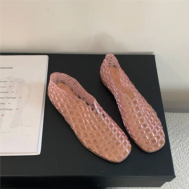Mirla | Sommar Jellies Skor Kvinnor Mode Transparent Mesh Hollow Out Strand Skor Damer Platta Sandaler Färgade Runda Tå Jelly Sandaler-Eva Jonsson