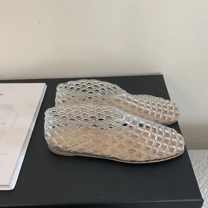 Mirla | Sommar Jellies Skor Kvinnor Mode Transparent Mesh Hollow Out Strand Skor Damer Platta Sandaler Färgade Runda Tå Jelly Sandaler-Eva Jonsson