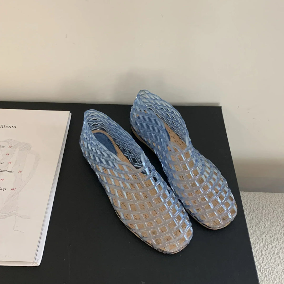 Mirla | Sommar Jellies Skor Kvinnor Mode Transparent Mesh Hollow Out Strand Skor Damer Platta Sandaler Färgade Runda Tå Jelly Sandaler-Eva Jonsson