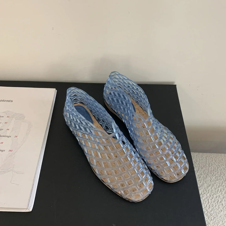 Mirla | Sommar Jellies Skor Kvinnor Mode Transparent Mesh Hollow Out Strand Skor Damer Platta Sandaler Färgade Runda Tå Jelly Sandaler-Eva Jonsson