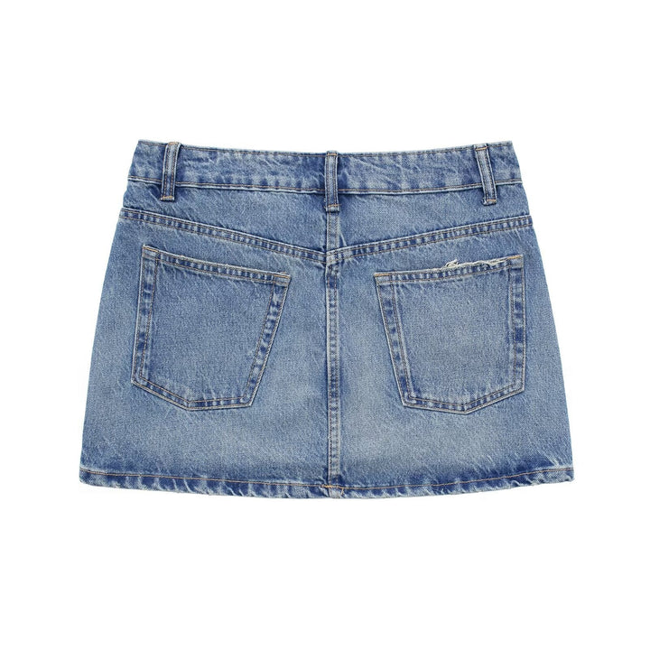 Mirla | Sommar Kvinnor Låg Midja All Passande Jeans Mini Kjol-Eva Jonsson