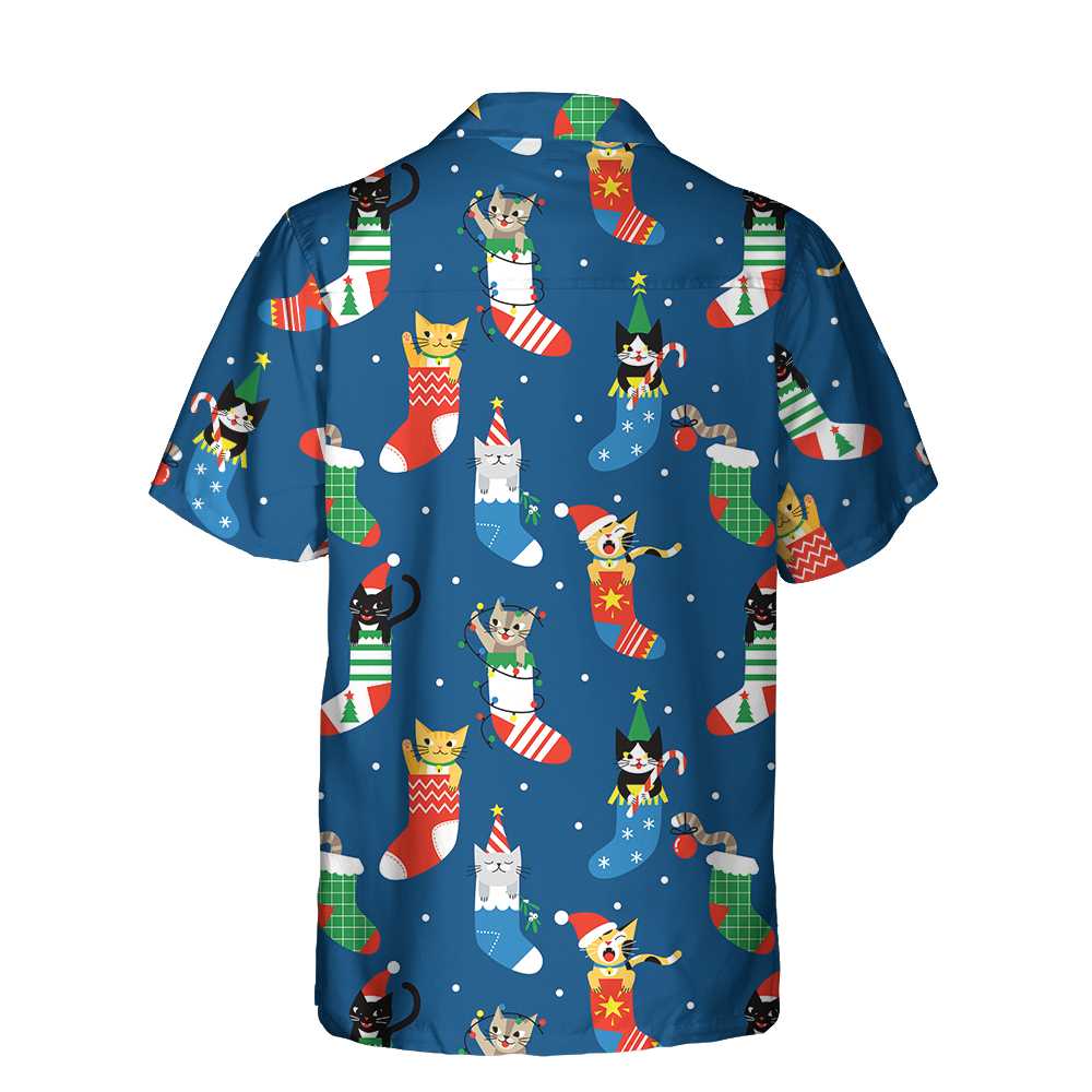 Mirla | Söt Katt I Julstrumpor Hawaiian Shirt Julkatt T-Shirt Bästa Julklappen-Eva Jonsson