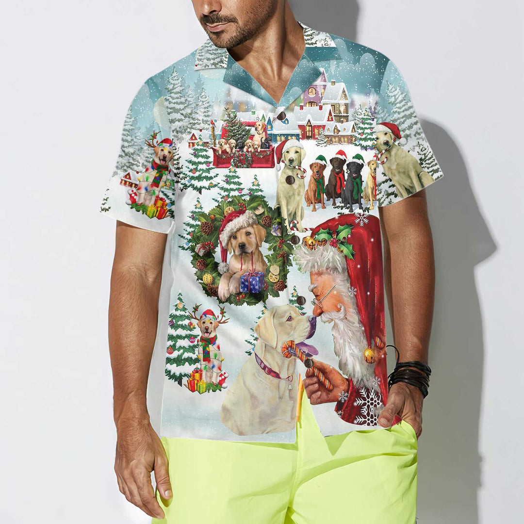 Mirla | Söt Labrador Hundar Firar Jul Hawaiian Shirt Rolig Labrador Shirt Bästa Julklappen-Eva Jonsson