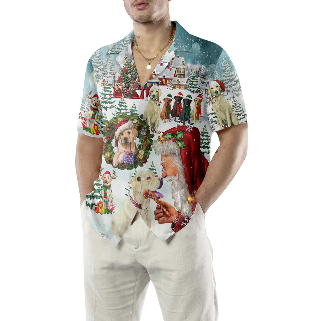 Mirla | Söt Labrador Hundar Firar Jul Hawaiian Shirt Rolig Labrador Shirt Bästa Julklappen-Eva Jonsson