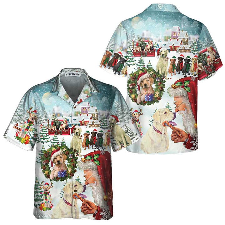 Mirla | Söt Labrador Hundar Firar Jul Hawaiian Shirt Rolig Labrador Shirt Bästa Julklappen-Eva Jonsson