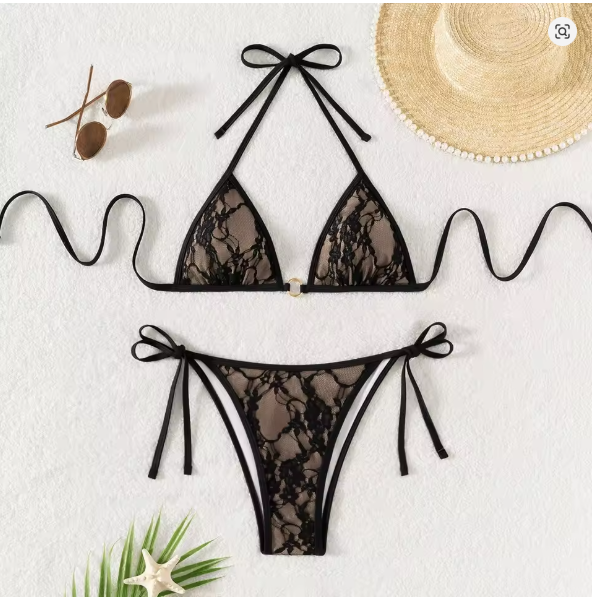 Mirla | Spets-patchwork V-ringad bikini-set-Eva Jonsson