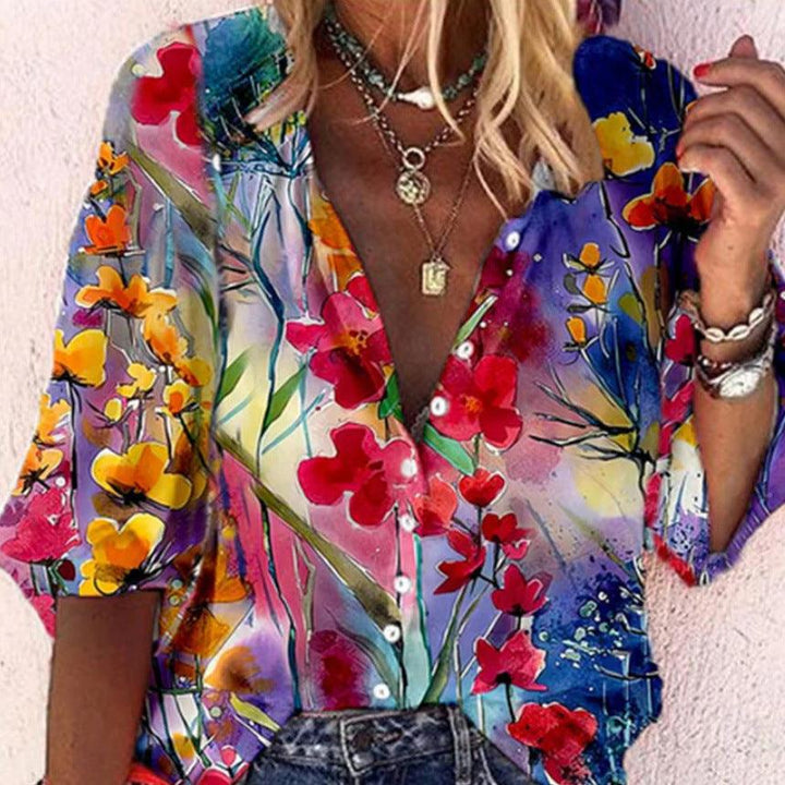 Mirla | Spetsbroderad Boho Långärmad Tunika Blus-Eva Jonsson