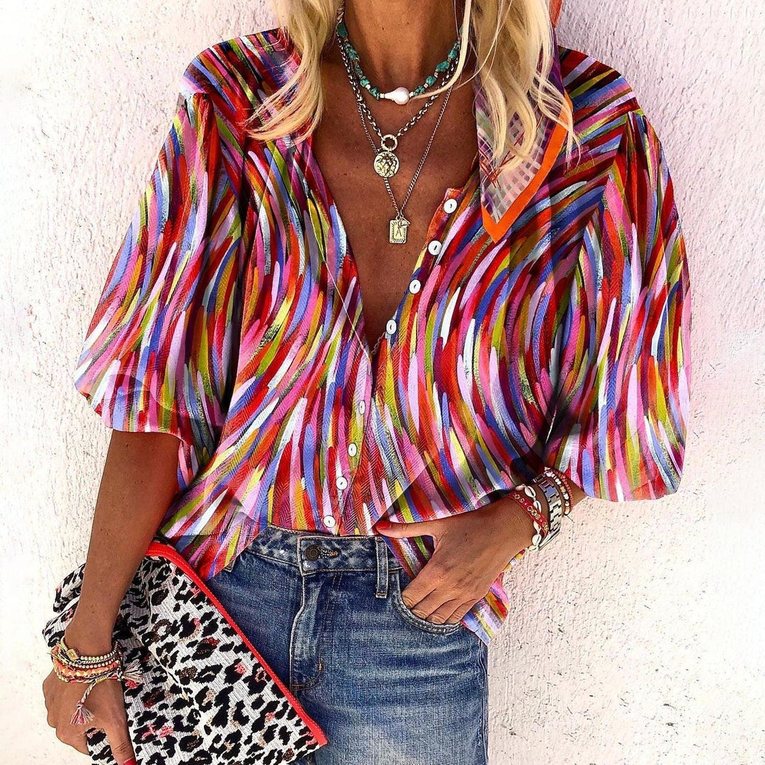 Mirla | Spetsbroderad Boho Långärmad Tunika Blus-Eva Jonsson