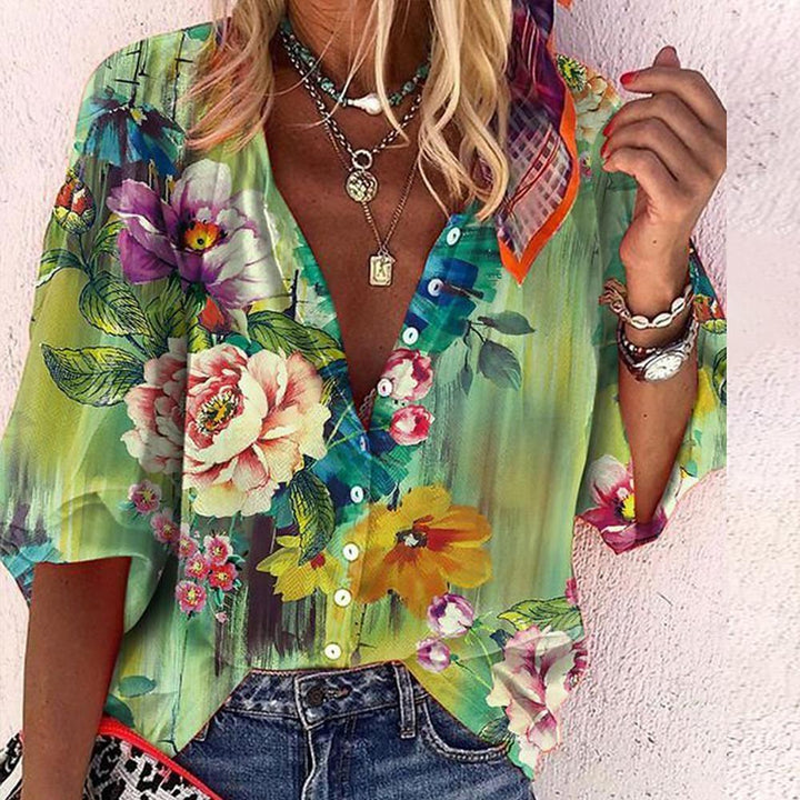 Mirla | Spetsbroderad Boho Långärmad Tunika Blus-Eva Jonsson