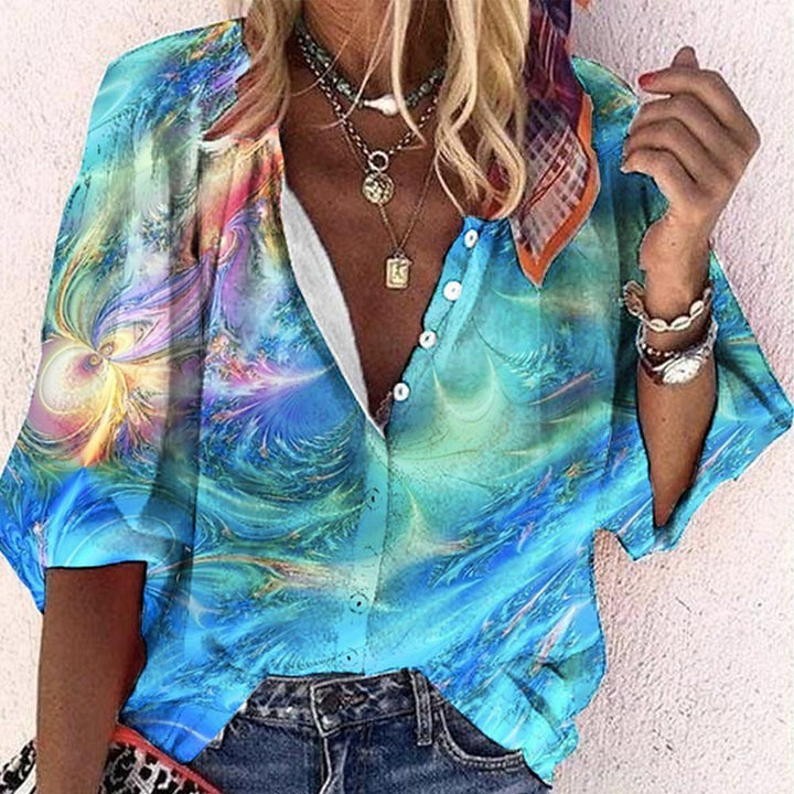 Mirla | Spetsbroderad Boho Långärmad Tunika Blus-Eva Jonsson