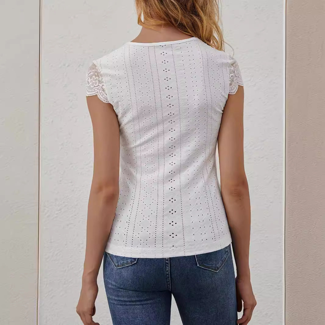 Mirla | Spetsinsats Slimmande T-shirt-Eva Jonsson