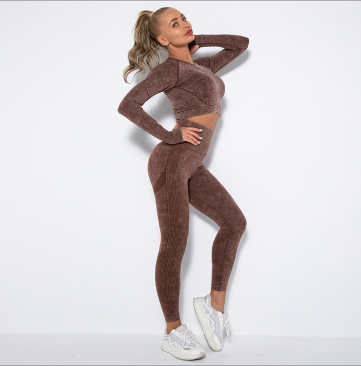 Mirla | Sportigt set med crop top och high waist leggings-Eva Jonsson