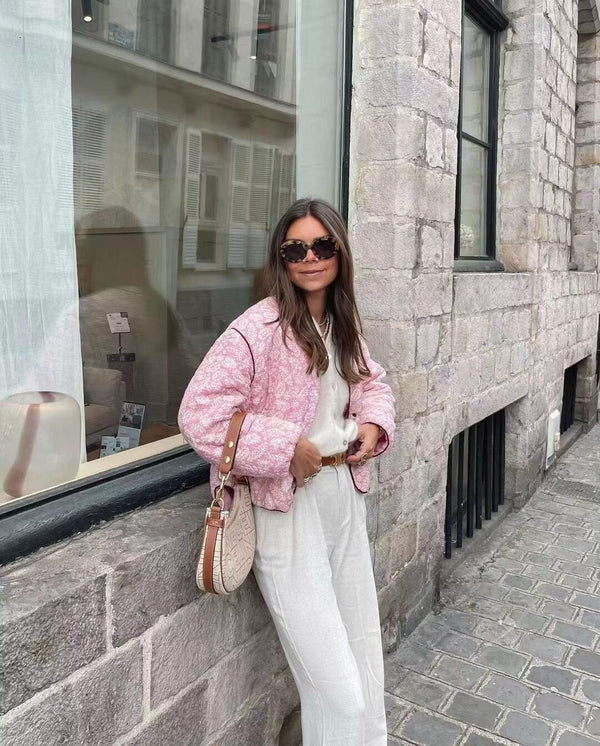 Mirla | Steppjacka Blommönster Knappfront Jacka-Eva Jonsson