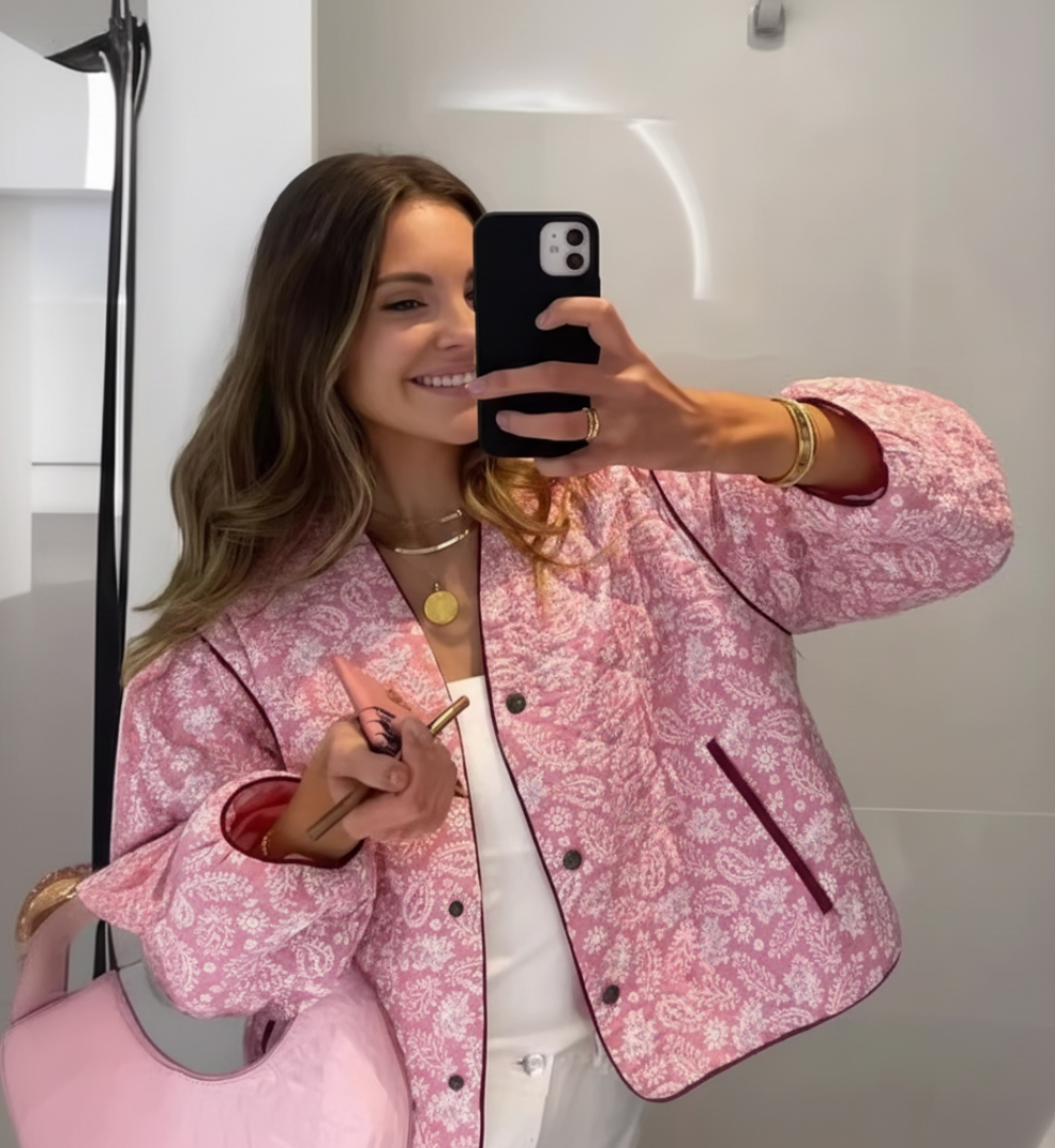 Mirla | Steppjacka Blommönster Knappfront Jacka-Eva Jonsson