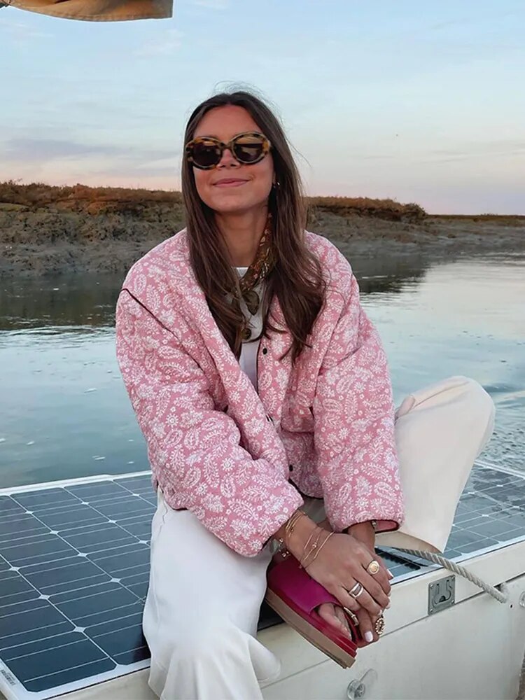 Mirla | Steppjacka Blommönster Knappfront Jacka-Eva Jonsson