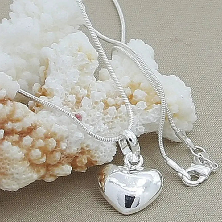 Mirla | Sterling silver massiv hjärt kedja orm kedja för damer-Eva Jonsson