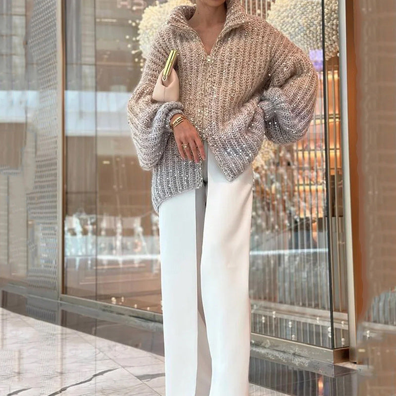 Mirla | Stickad Cardigan med Glitterpaljetter-Eva Jonsson