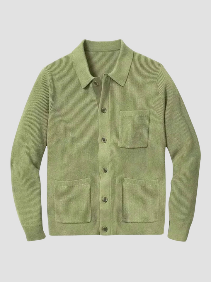 Mirla | Stickad Cardigan med Skjortkrage och Knappstängning-Eva Jonsson