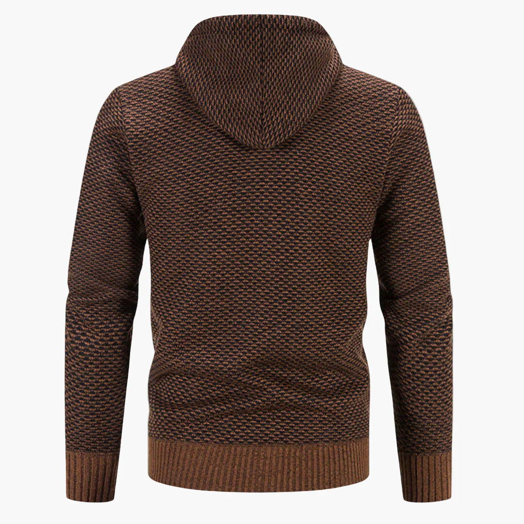 Mirla | Stickad Hoodie med Huva för Höst och Vinter - Bekväm Fritids-Hoodie med Dragkedja-Eva Jonsson