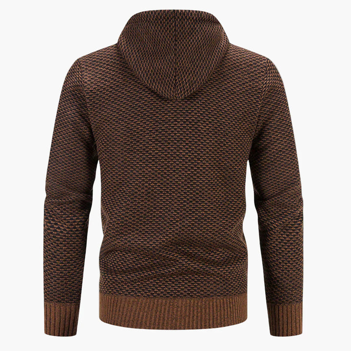Mirla | Stickad Hoodie med Huva för Höst och Vinter - Bekväm Fritids-Hoodie med Dragkedja-Eva Jonsson
