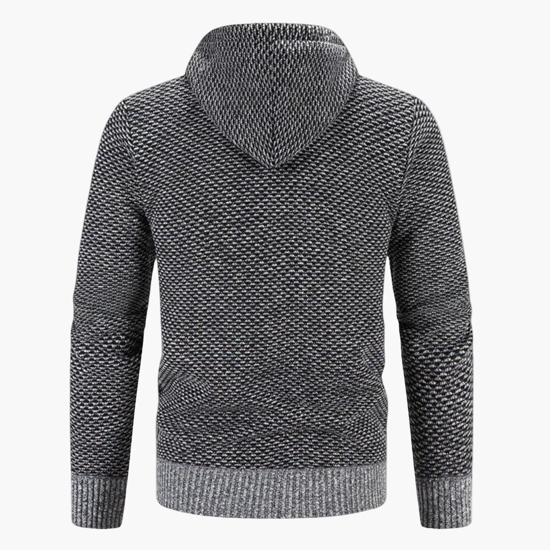 Mirla | Stickad Hoodie med Huva för Höst och Vinter - Bekväm Fritids-Hoodie med Dragkedja-Eva Jonsson