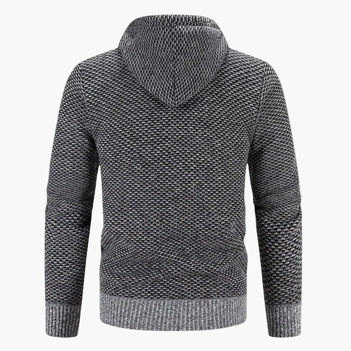 Mirla | Stickad Hoodie med Huva för Höst och Vinter - Bekväm Fritids-Hoodie med Dragkedja-Eva Jonsson