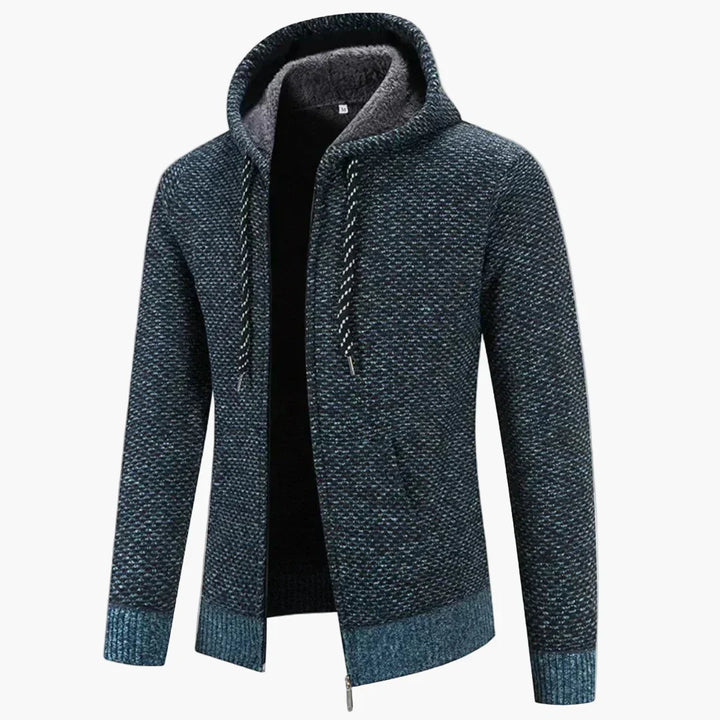 Mirla | Stickad Hoodie med Huva för Höst och Vinter - Bekväm Fritids-Hoodie med Dragkedja-Eva Jonsson