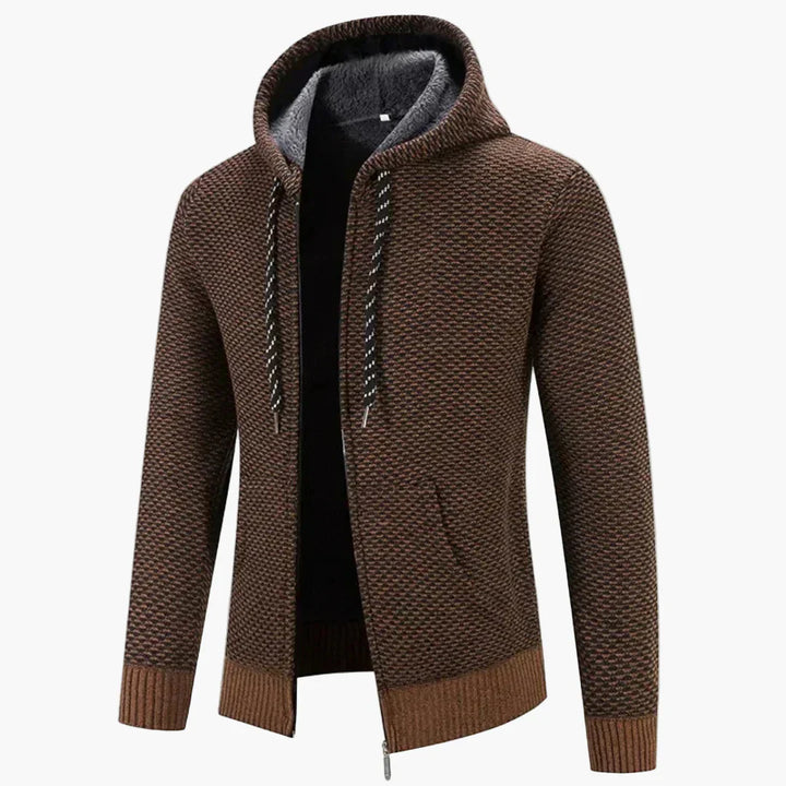 Mirla | Stickad Hoodie med Huva för Höst och Vinter - Bekväm Fritids-Hoodie med Dragkedja-Eva Jonsson