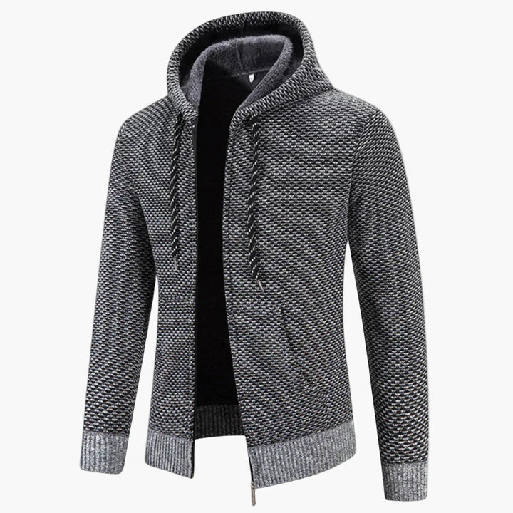 Mirla | Stickad Hoodie med Huva för Höst och Vinter - Bekväm Fritids-Hoodie med Dragkedja-Eva Jonsson