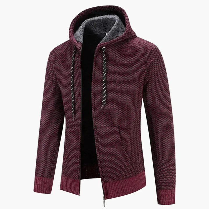 Mirla | Stickad Hoodie med Huva för Höst och Vinter - Bekväm Fritids-Hoodie med Dragkedja-Eva Jonsson