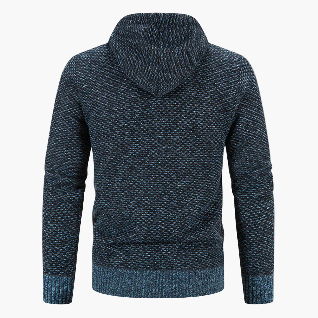 Mirla | Stickad Hoodie med Huva för Höst och Vinter - Bekväm Fritids-Hoodie med Dragkedja-Eva Jonsson