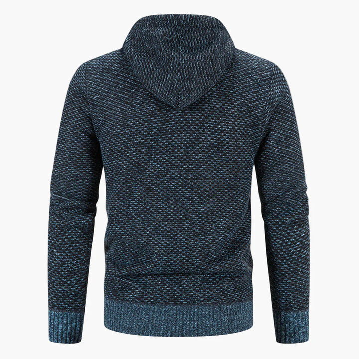 Mirla | Stickad Hoodie med Huva för Höst och Vinter - Bekväm Fritids-Hoodie med Dragkedja-Eva Jonsson