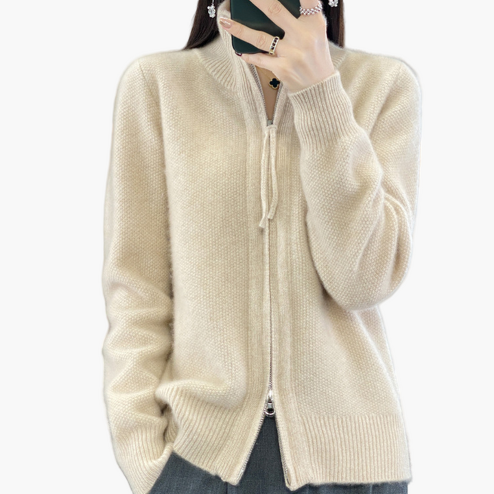 Mirla | Stickad Jacka med Dragkedja - Elegant Casual Stil för Vardag och Kontor-Eva Jonsson