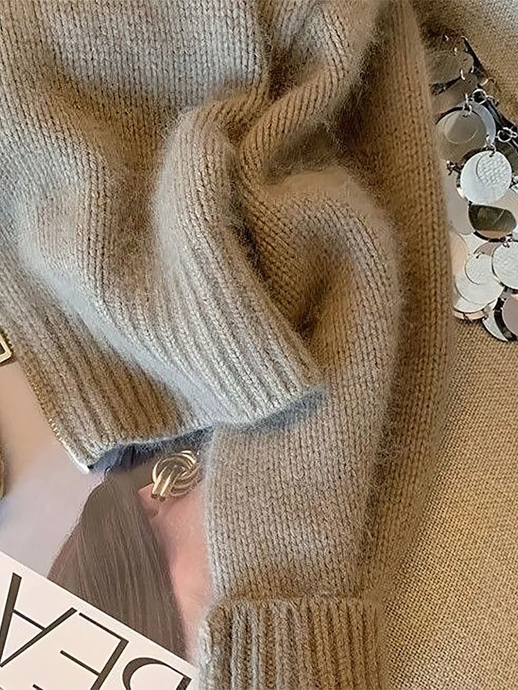 Mirla | Stickad Jacka med Dragkedja och Elegant Krage - Moderiktig Cropped Cardigan för Vardag och Kontor-Eva Jonsson