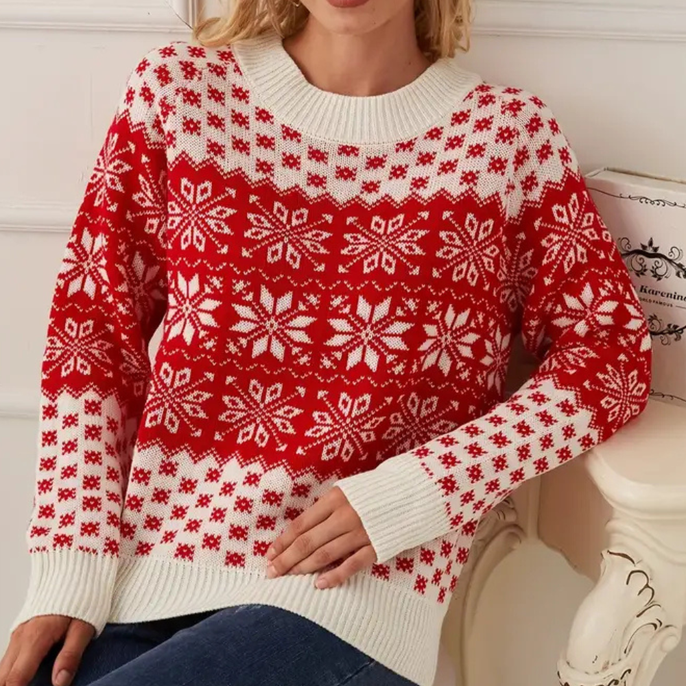 Mirla | Stickad Jultröja Dam - Snöflinge Design-Eva Jonsson