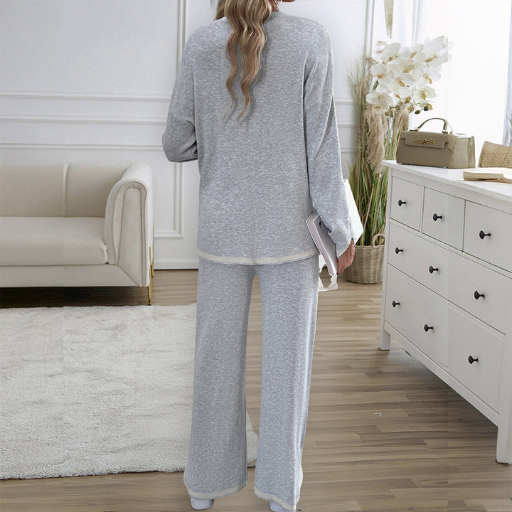 Mirla | Stickad, Lös topp med vid ben, Tvådelad, Avslappnad rundhalsdräkt-Eva Jonsson