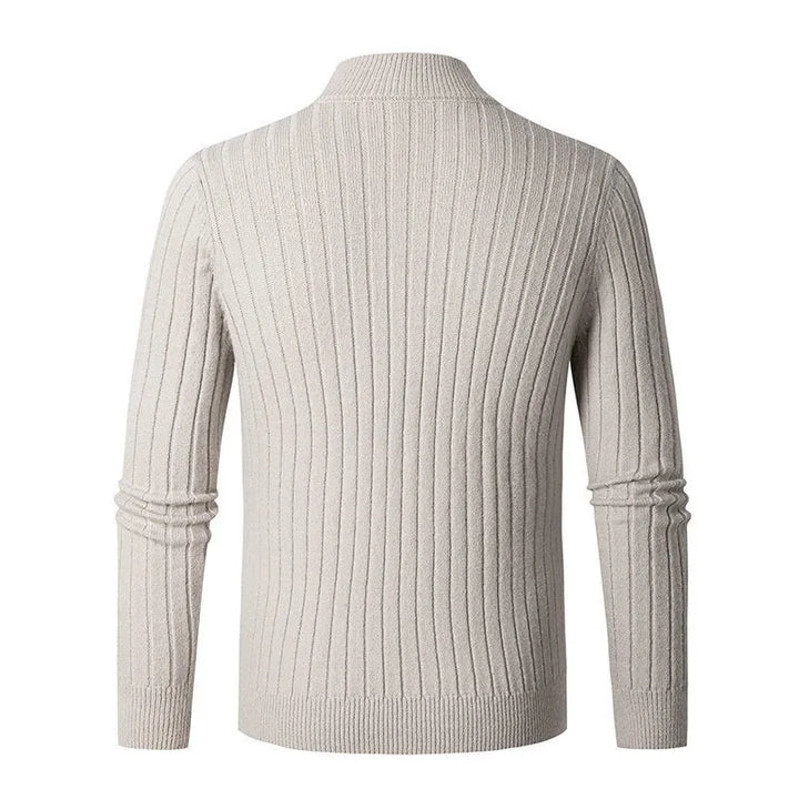 Mirla | Stickad Tröja med Ståkrage och Halvdragkedja - Elegant Avslappnad och Affärslook-Eva Jonsson