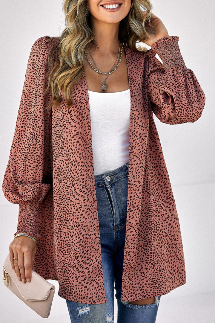 Mirla | Stickad jacka med leopardmönster och ballongärmar-Eva Jonsson