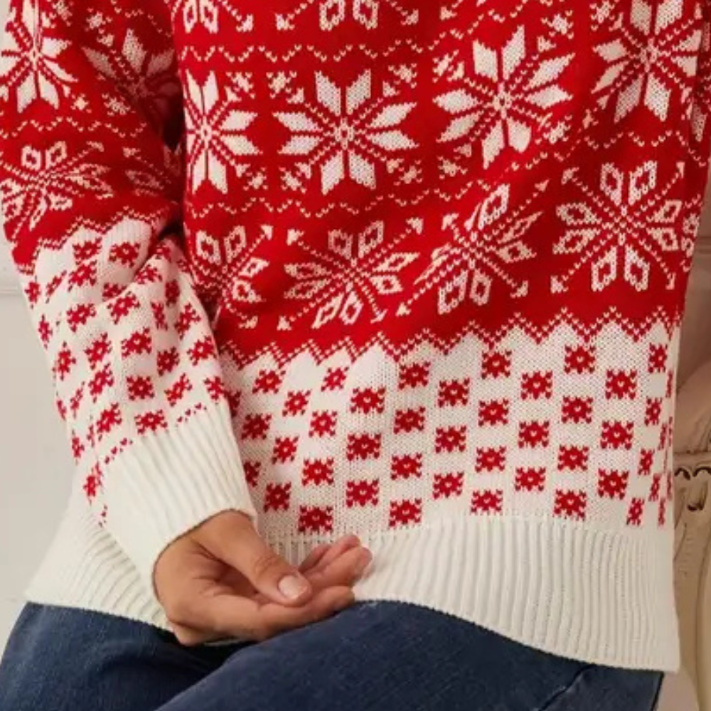 Mirla | Stickad jultröja dam snöflingedesign-Eva Jonsson