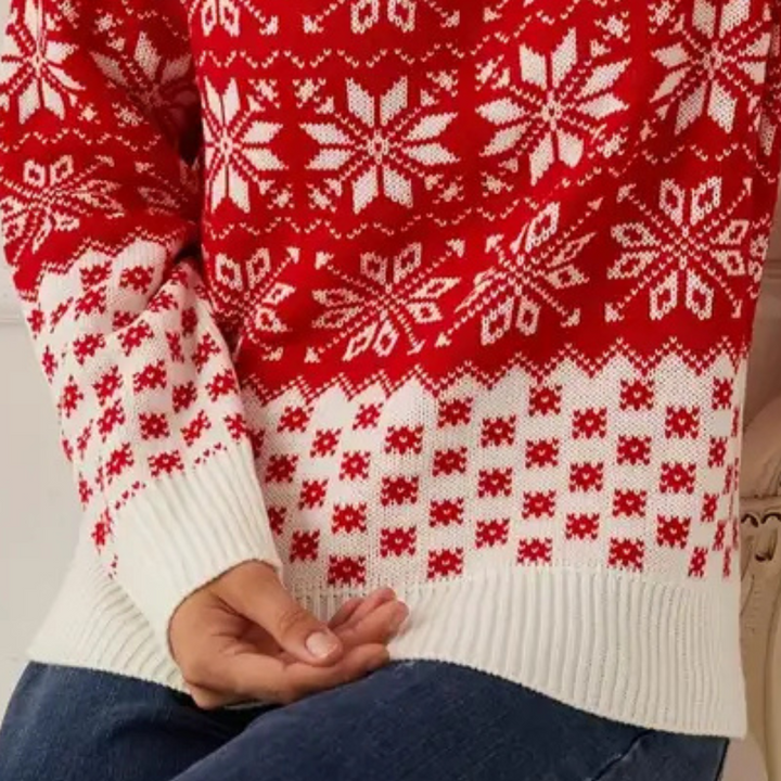 Mirla | Stickad jultröja dam snöflingedesign-Eva Jonsson