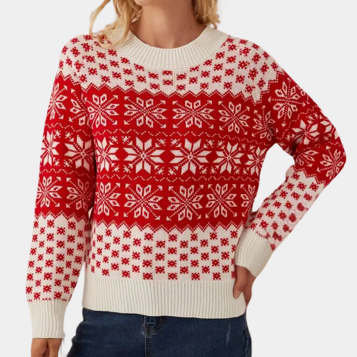 Mirla | Stickad jultröja dam snöflingedesign-Eva Jonsson