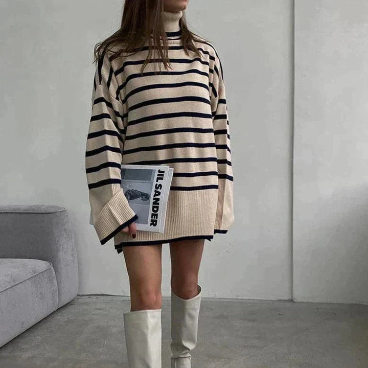 Mirla | Stickad tröja Oversized Fit Mjuk Rullkrage Lång Ärmal Fritidsdesign-Eva Jonsson