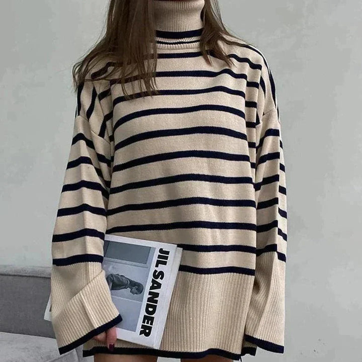 Mirla | Stickad tröja Oversized Fit Mjuk Rullkrage Lång Ärmal Fritidsdesign-Eva Jonsson